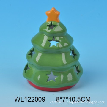 2016 Christmas tree shaped ceramic candle holder